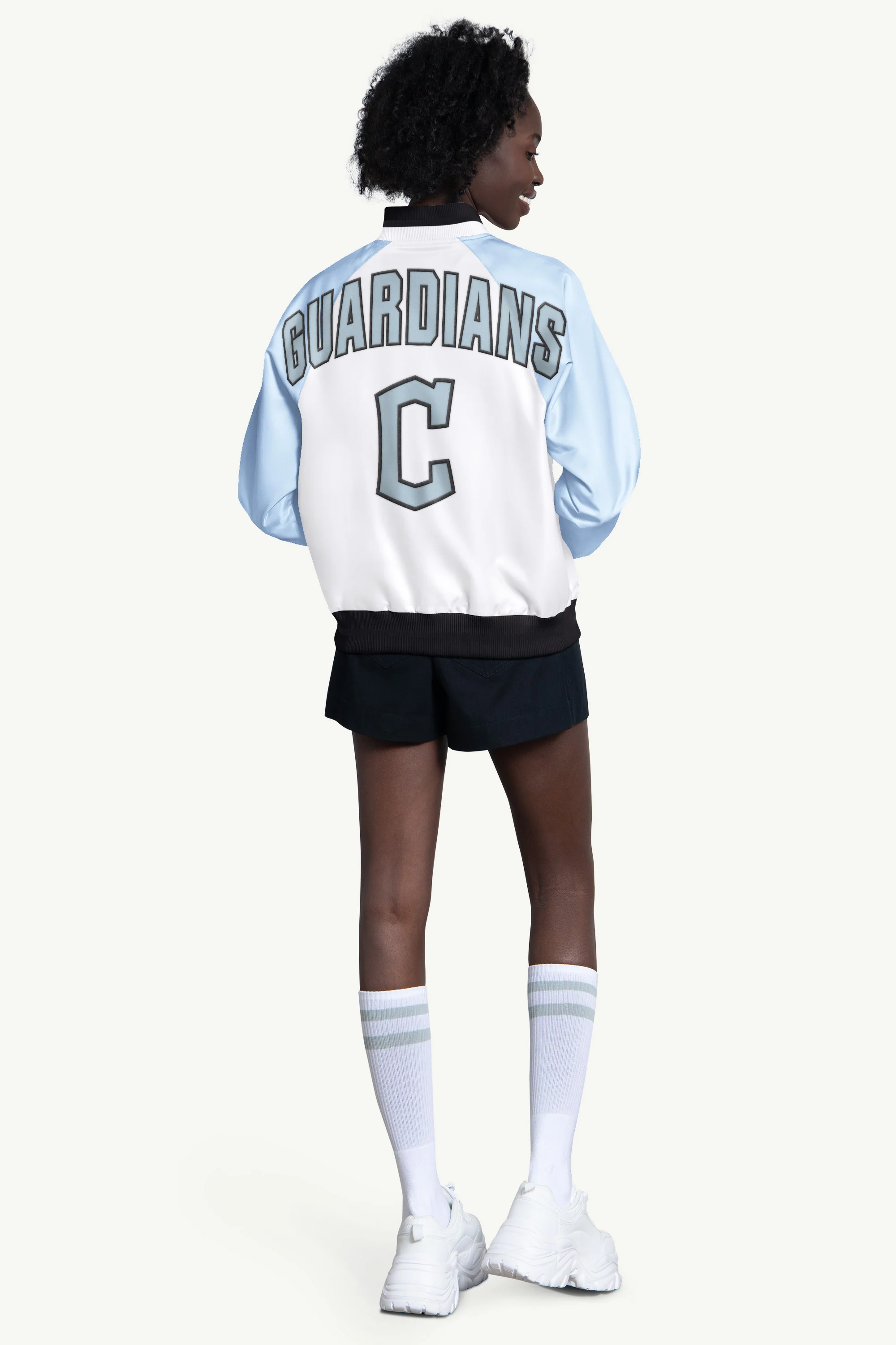 WOMENS CLEVELAND GUARDIANS BLITZ VARSITY JACKET - Image 2