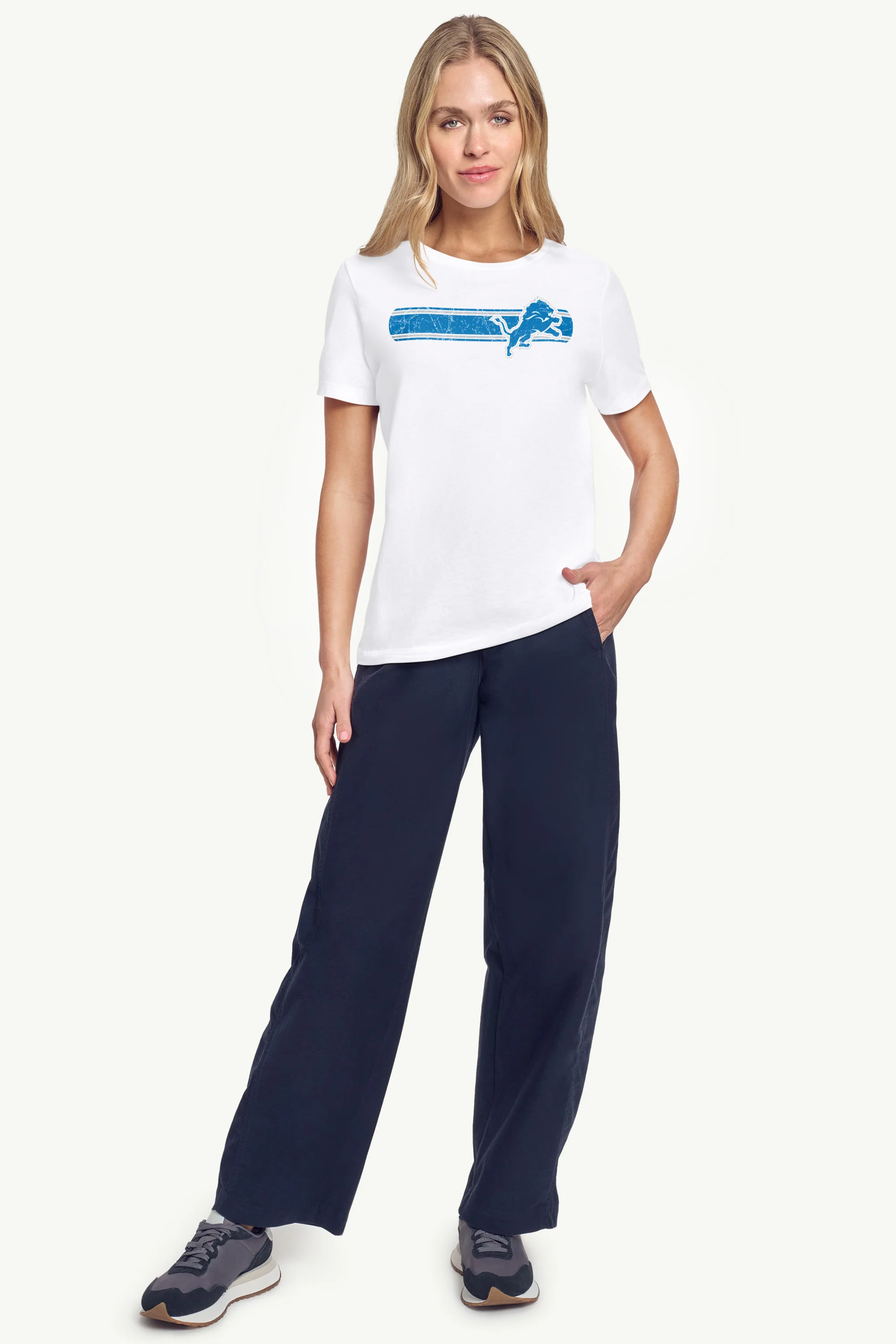 WOMENS DETROIT LIONS STRIPE T SHIRT - Image 2