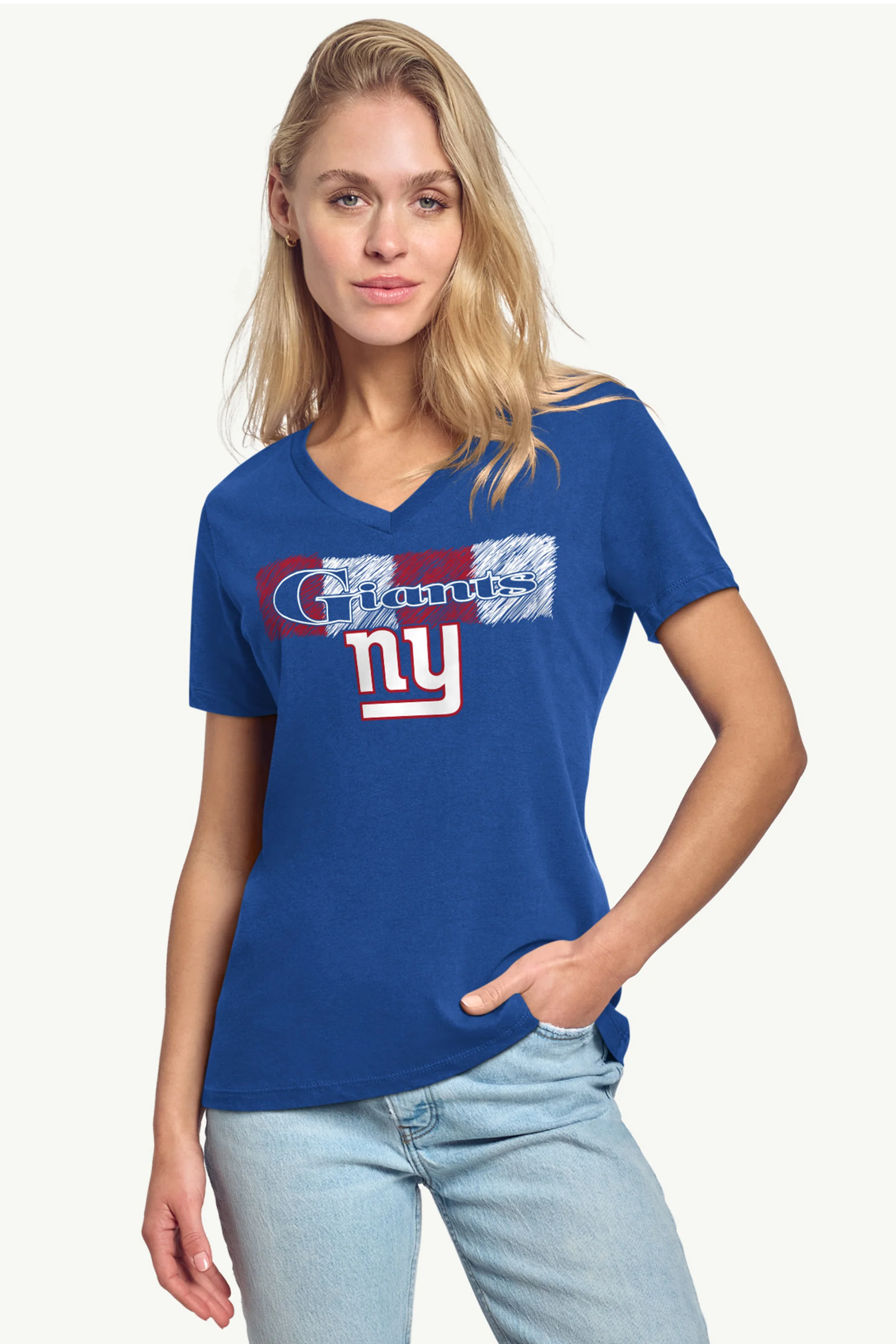 WOMENS NEW YORK GIANTS COLOR SHADING V-NECK T SHIRT - Image 2