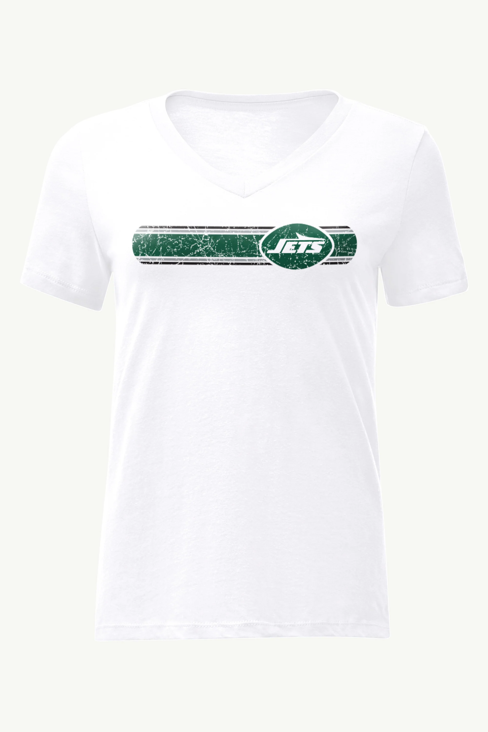 WOMENS NEW YORK JETS STRIPE V-NECK T SHIRT