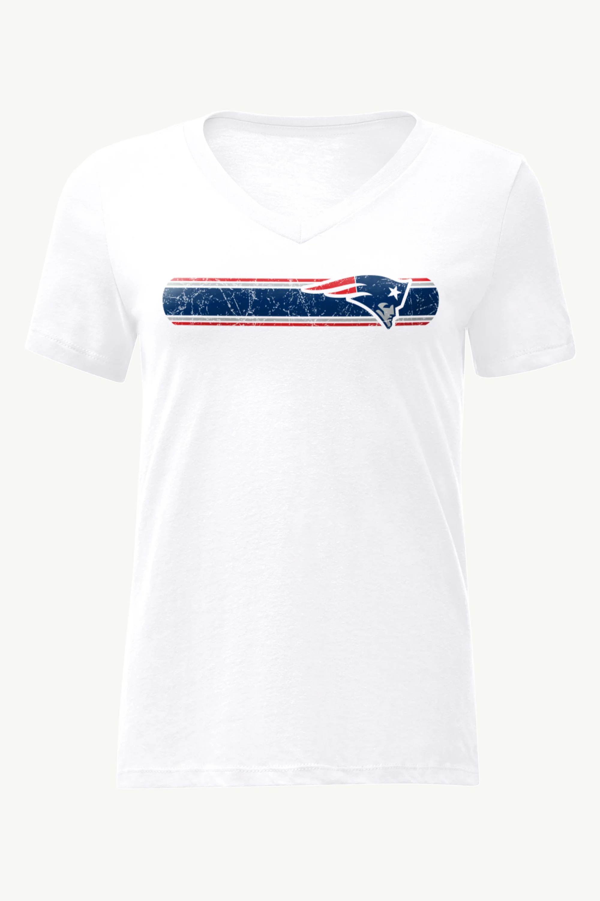 WOMENS NEW ENGLAND PATRIOTS STRIPE V-NECK T SHIRT