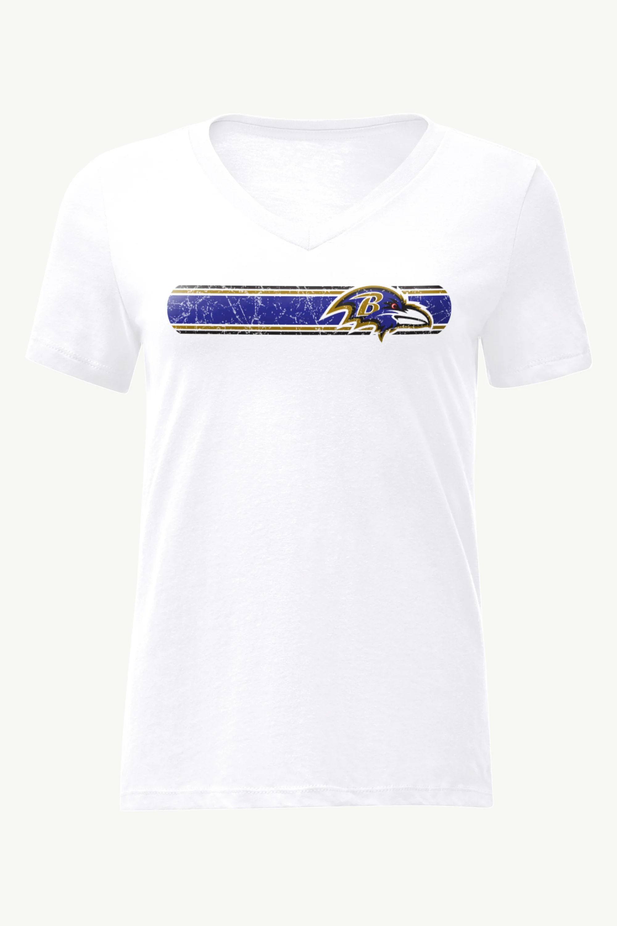 WOMENS BALTIMORE RAVENS STRIPE V-NECK T SHIRT