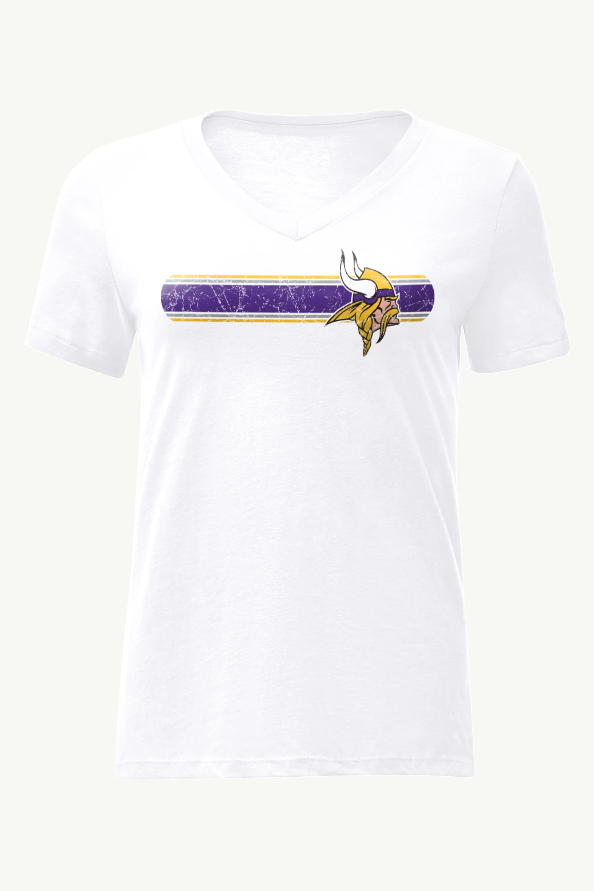 WOMENS MINNESOTA VIKINGS STRIPE V-NECK T SHIRT