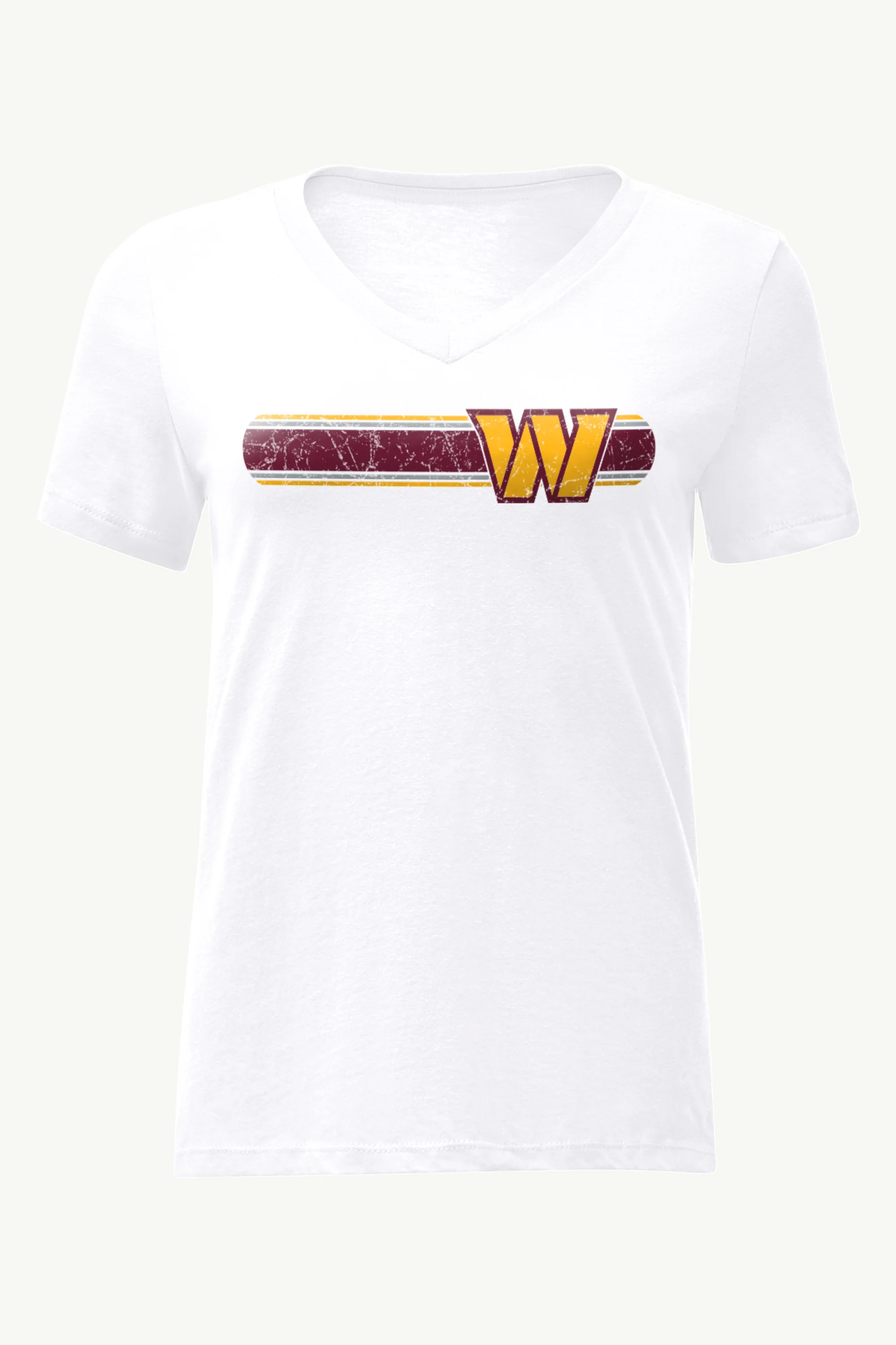 WOMENS WASHINGTON COMMANDERS STRIPE V-NECK T SHIRT