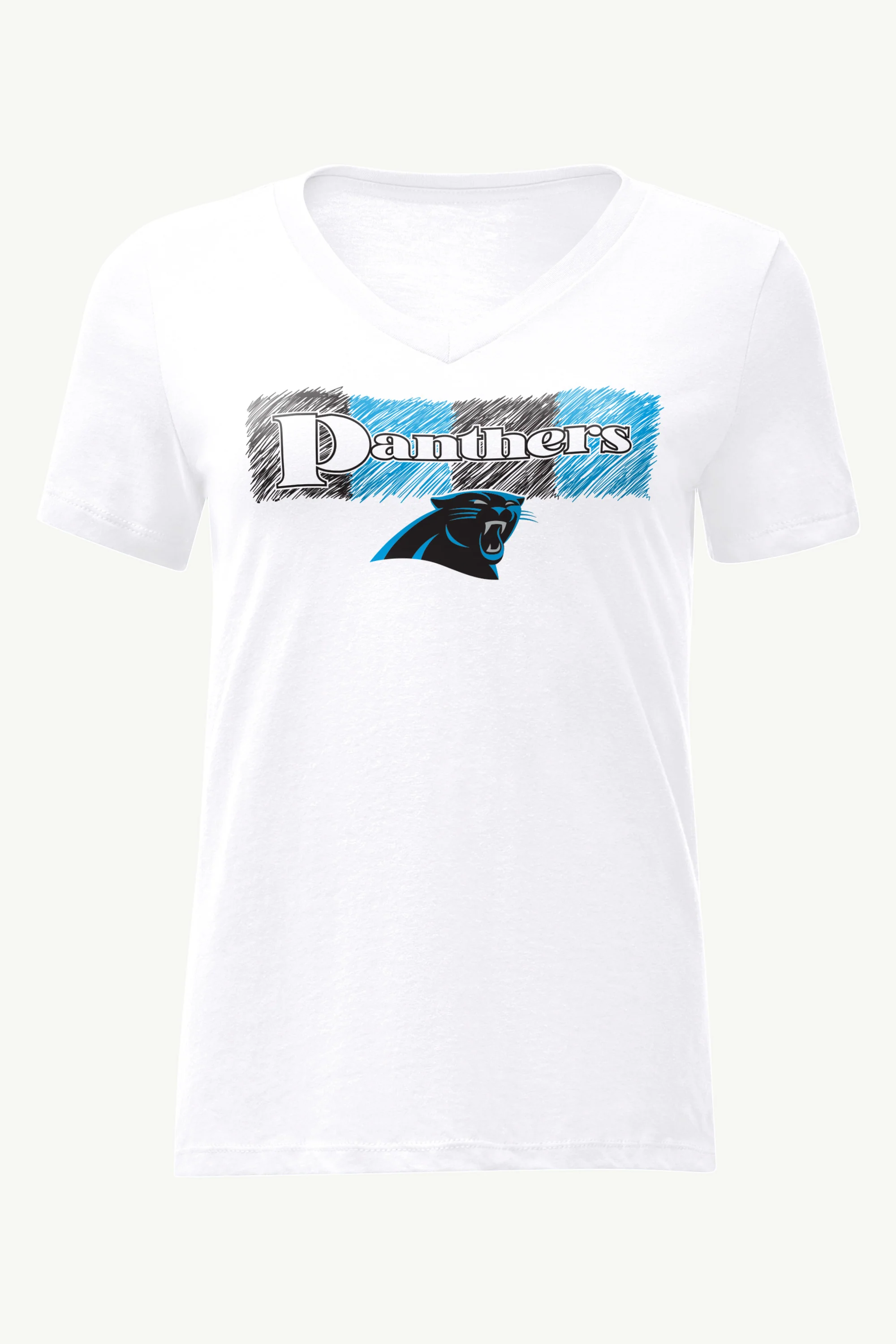 WOMENS CAROLINA PANTHERS COLOR SHADING V-NECK T SHIRT