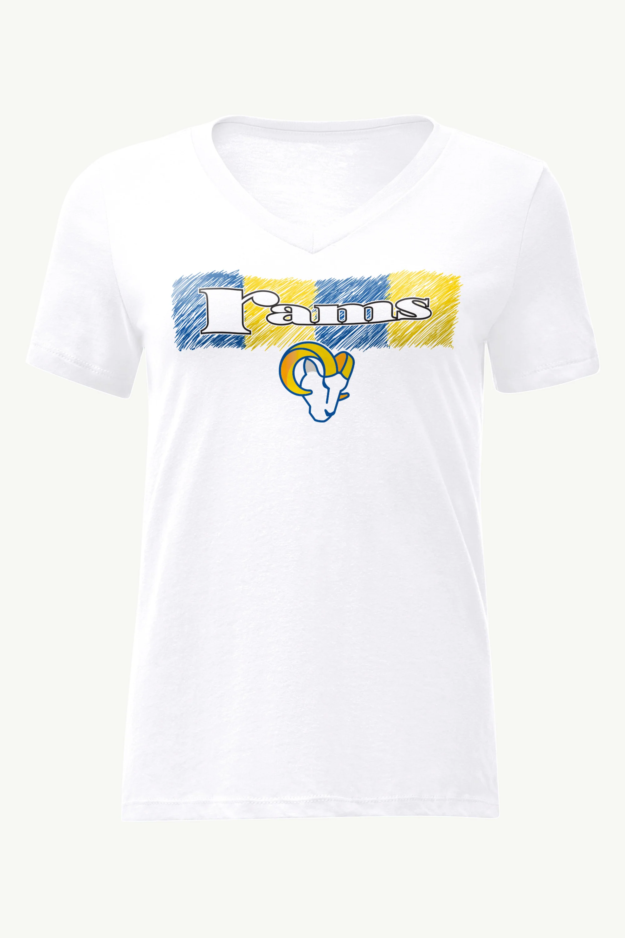 WOMENS LOS ANGELES RAMS COLOR SHADING V-NECK T SHIRT