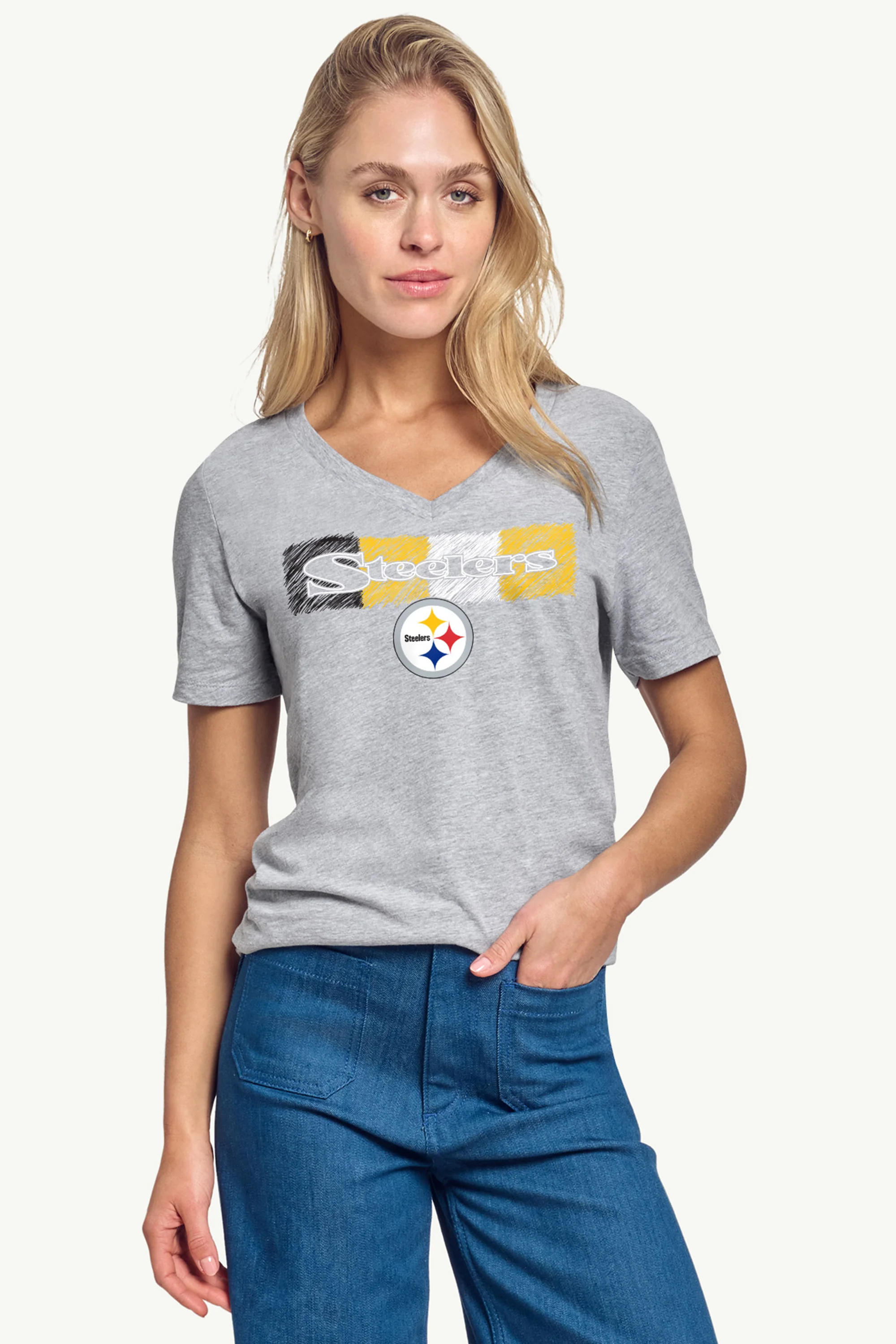 WOMENS PITTSBURGH STEELERS COLOR SHADING V-NECK T SHIRT - Image 3