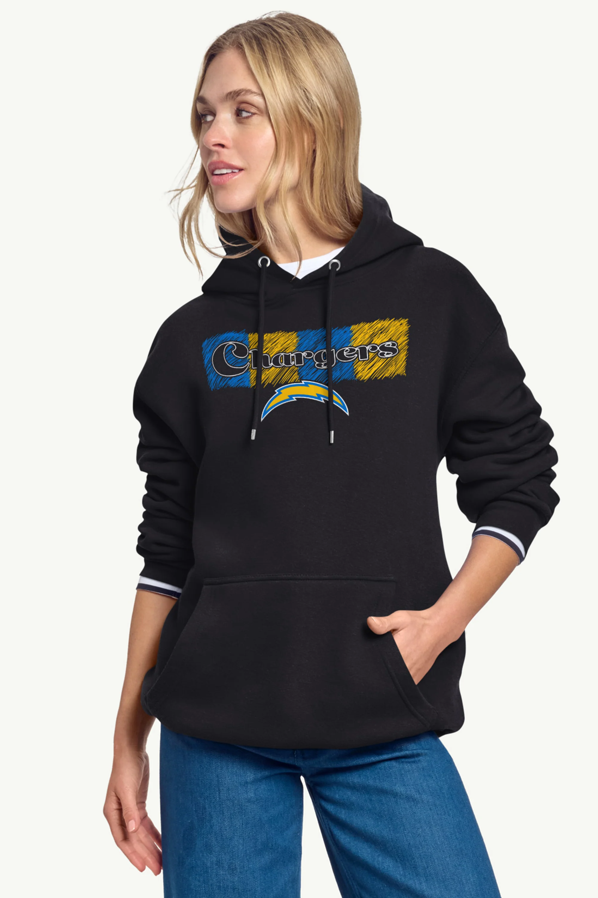 WOMENS LOS ANGELES CHARGERS COLOR SHADING HOODIE - Image 2