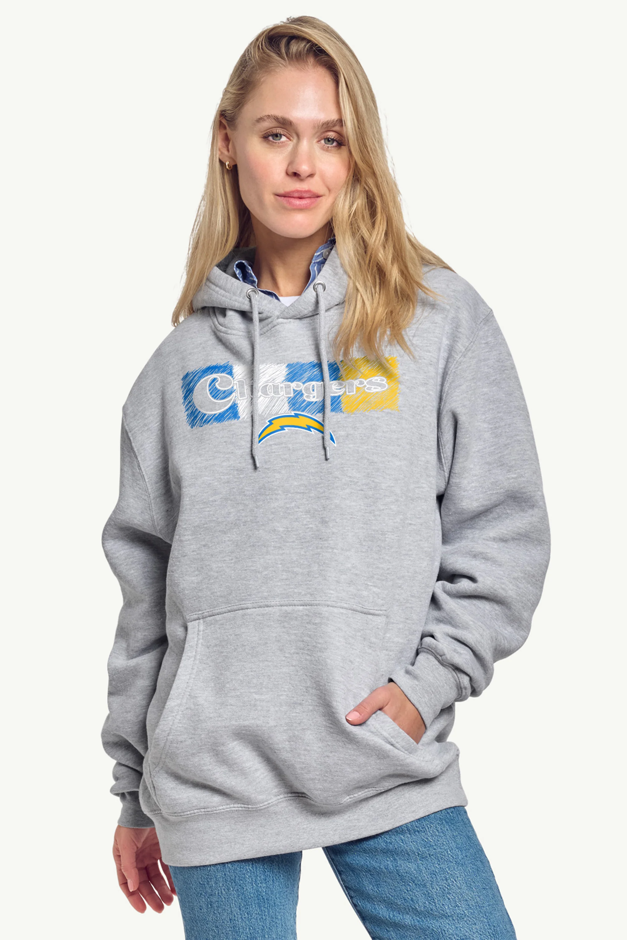 WOMENS LOS ANGELES CHARGERS COLOR SHADING HOODIE - Image 2