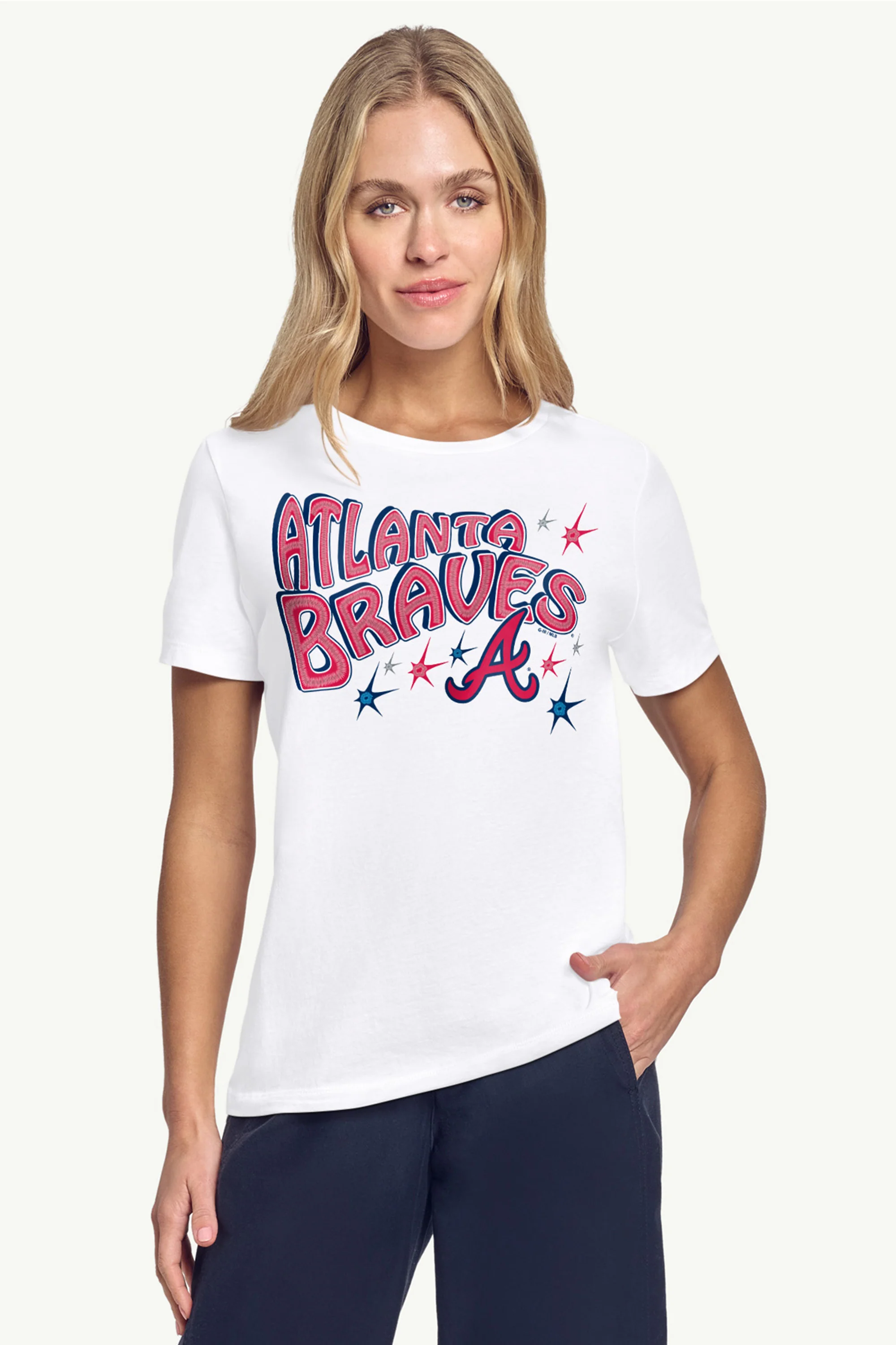 WOMENS ATLANTA BRAVES FIREWORKS T SHIRT - Image 3