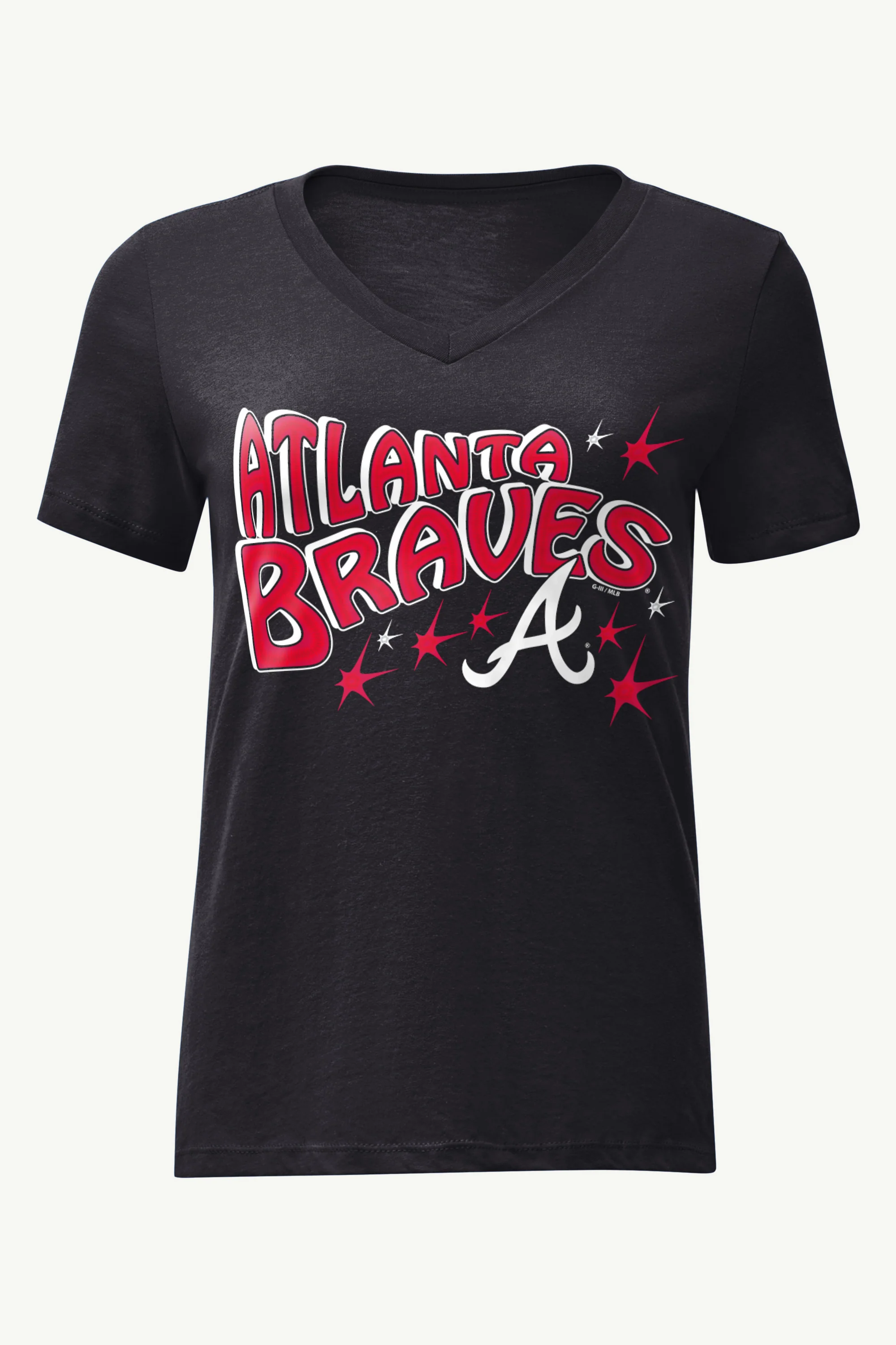 WOMENS ATLANTA BRAVES FIREWORKS V NECK T SHIRT