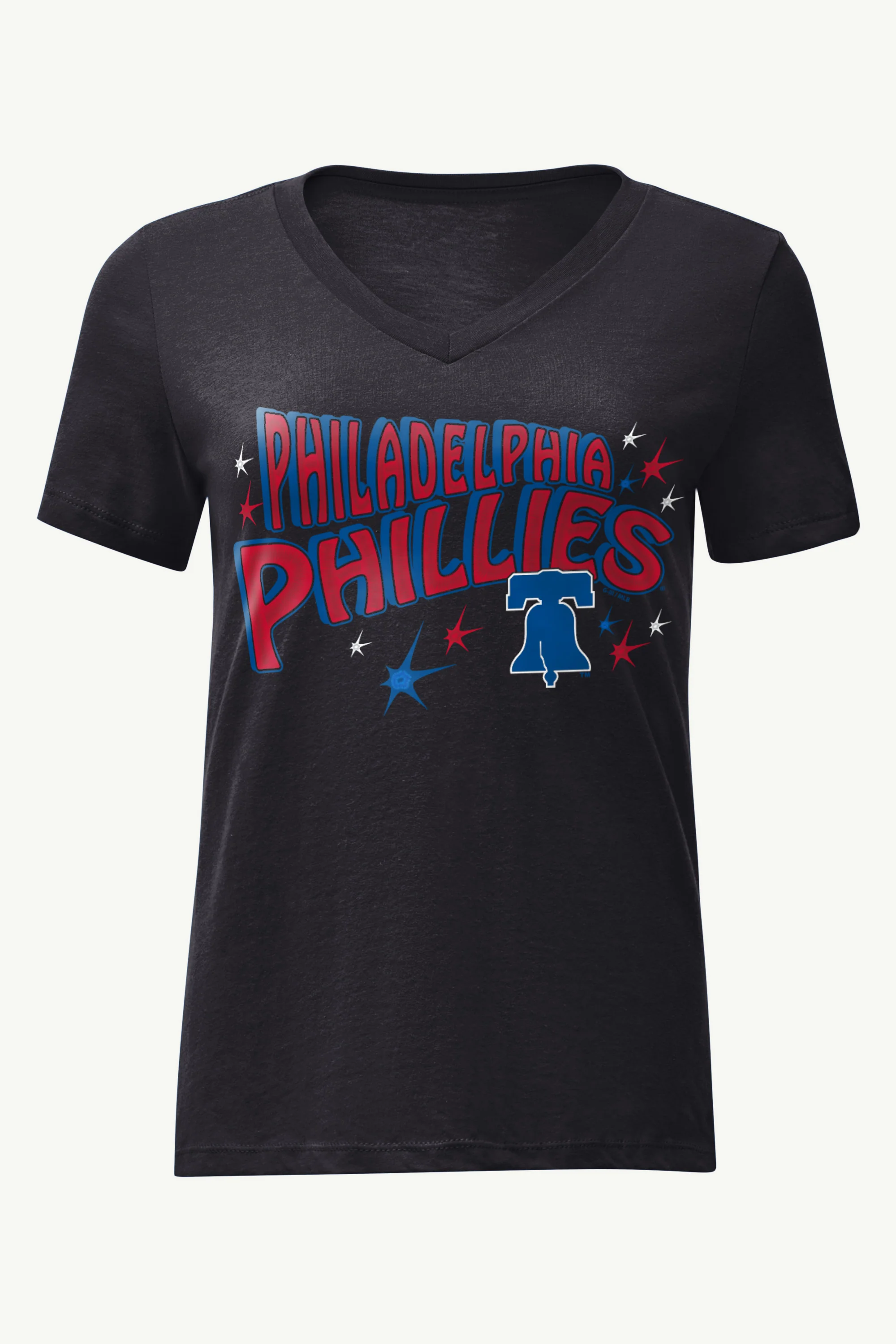 WOMENS PHILADELPHIA PHILLIES FIREWORKS V NECK T SHIRT