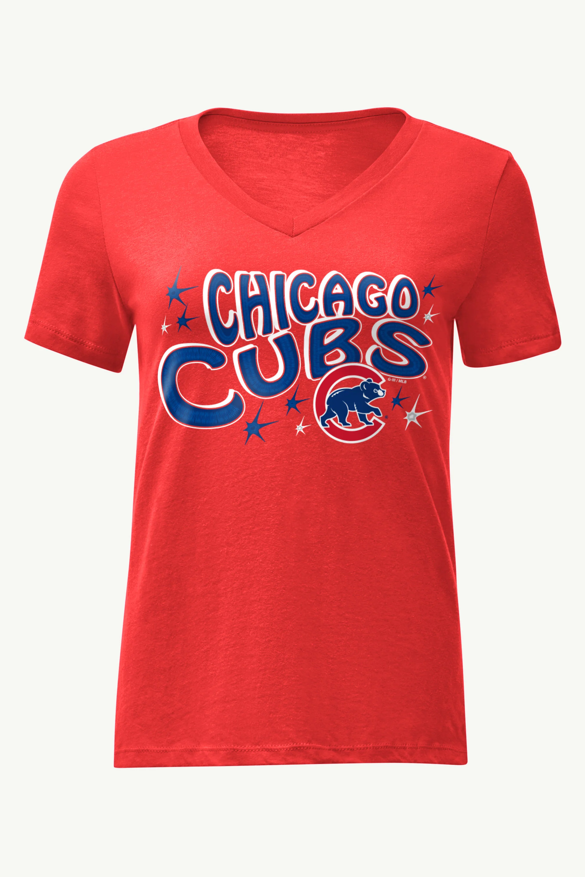 WOMENS CHICAGO CUBS FIREWORKS V NECK T SHIRT
