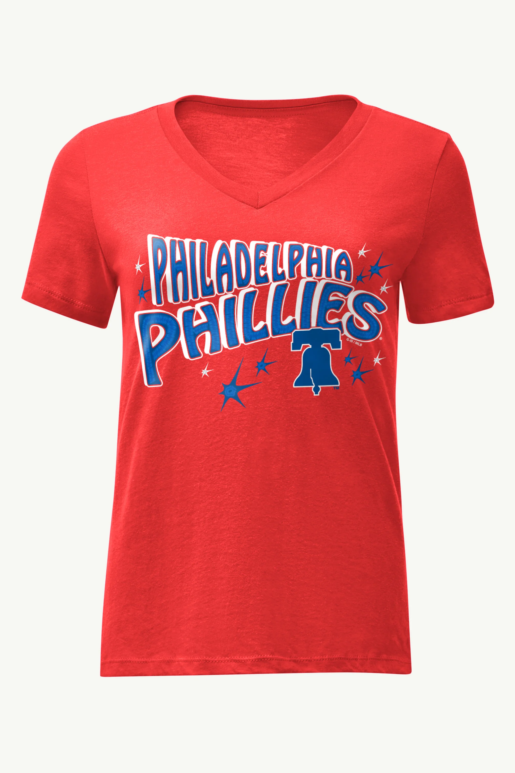 WOMENS PHILADELPHIA PHILLIES FIREWORKS V NECK T SHIRT