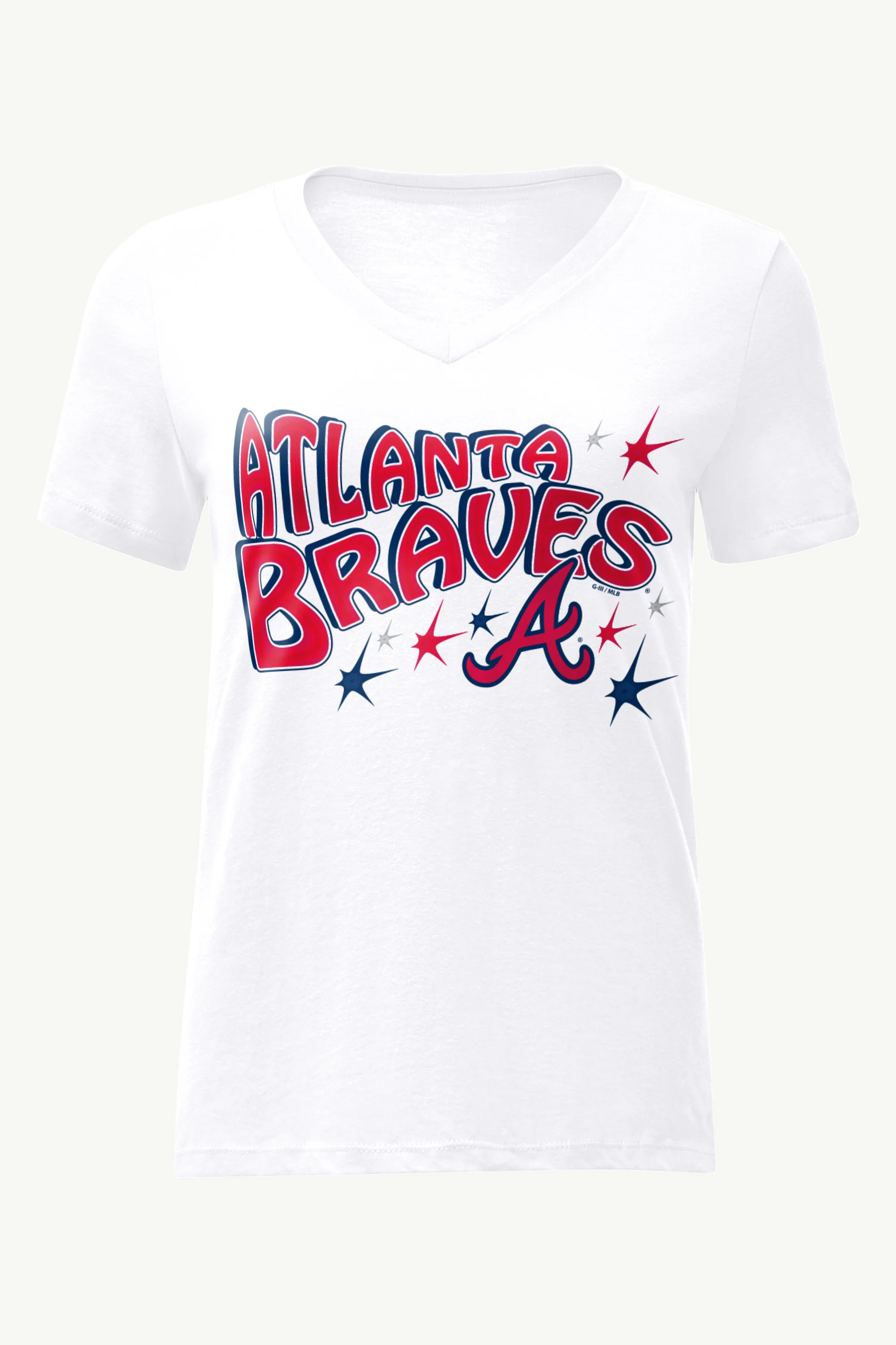 WOMENS ATLANTA BRAVES FIREWORKS V NECK T SHIRT