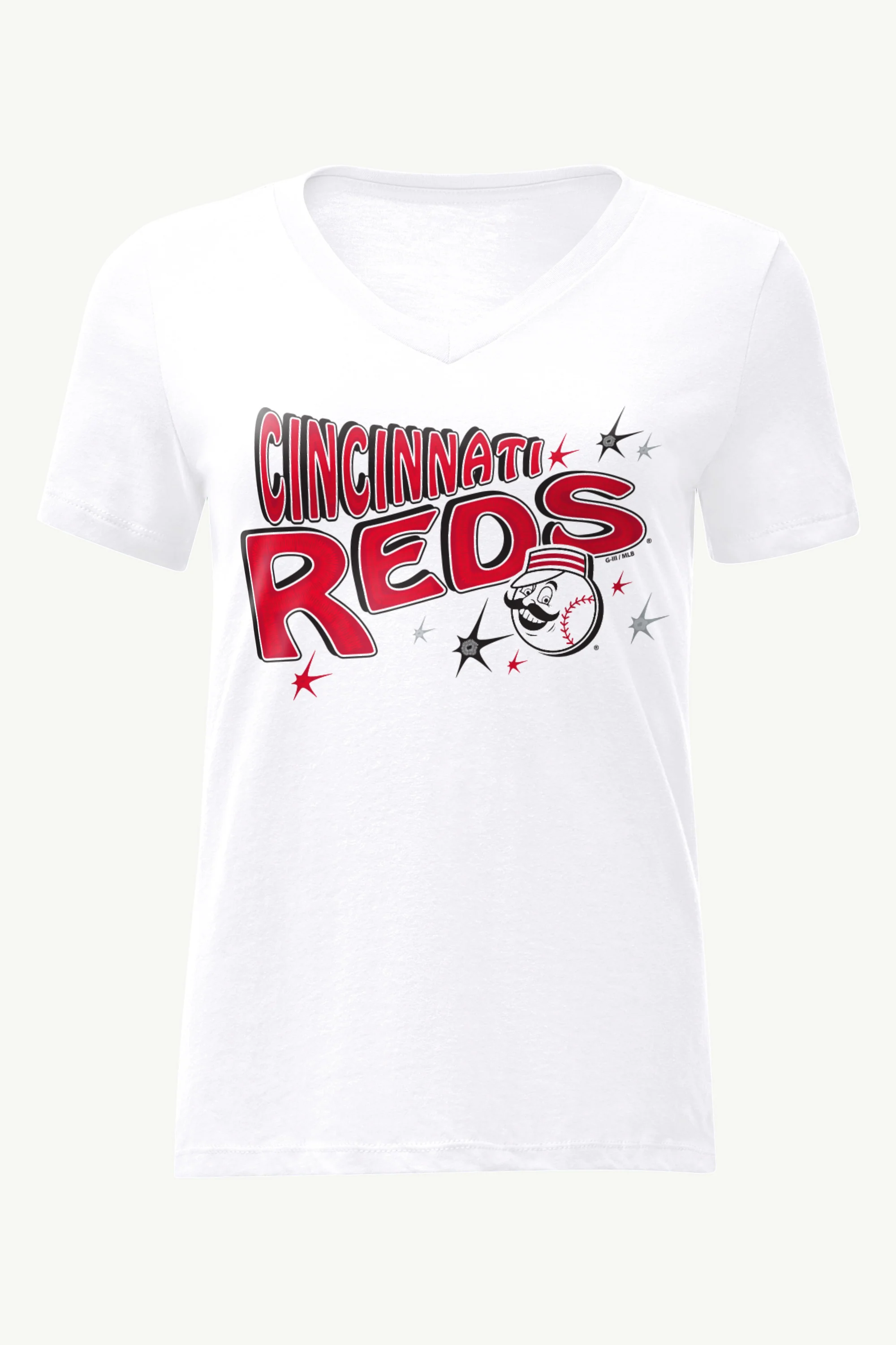 WOMENS CINCINNATI REDS FIREWORKS V NECK T SHIRT