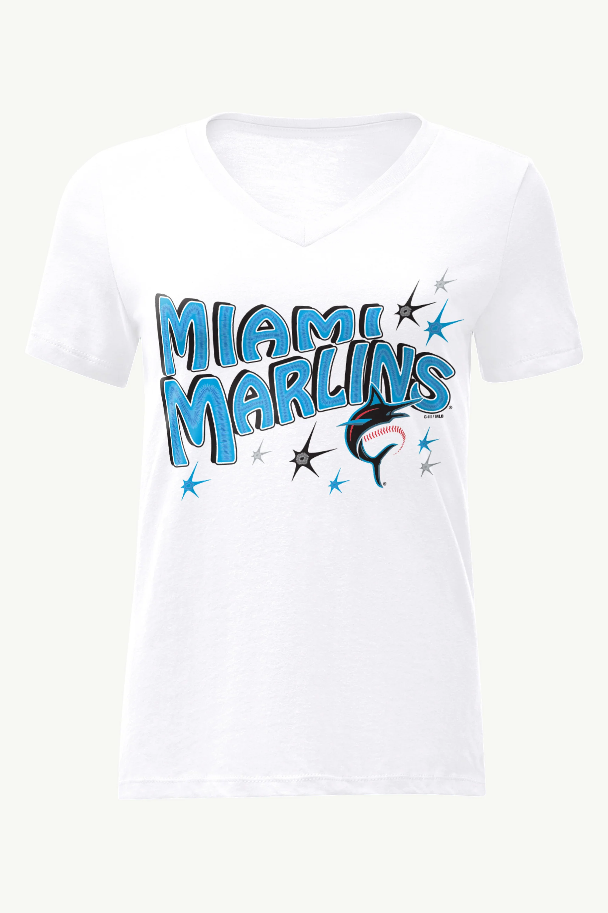 WOMENS MIAMI MARLINS FIREWORKS V NECK T SHIRT