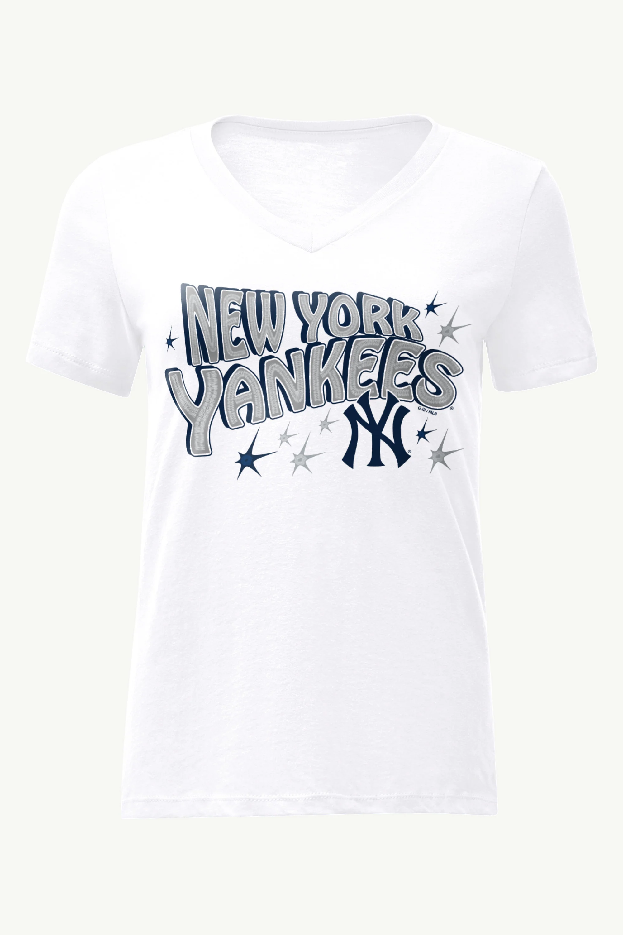 WOMENS NEW YORK YANKEES FIREWORKS V NECK T SHIRT