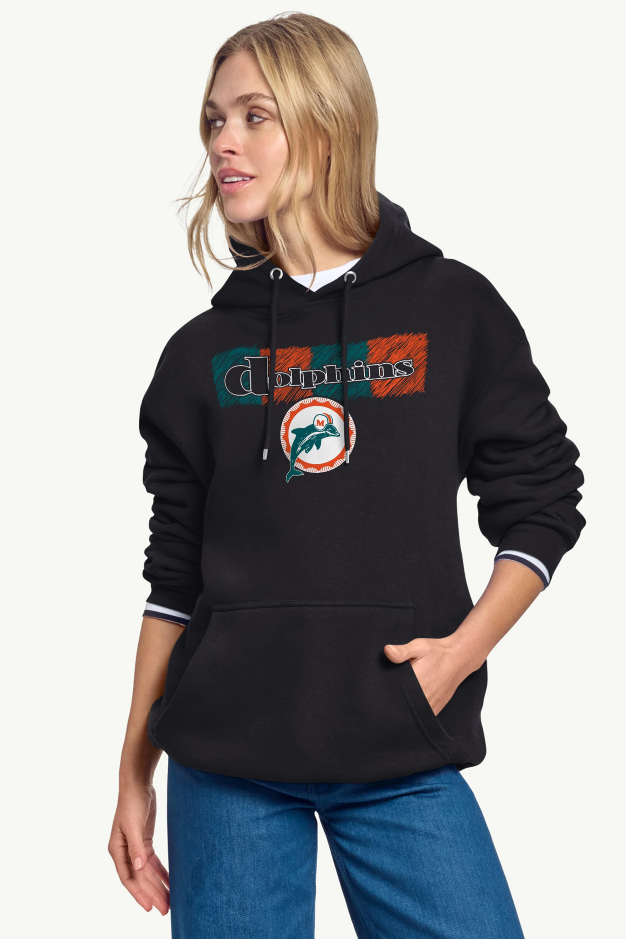 WOMENS MIAMI DOLPHINS COLOR SHADING HOODIE - Image 3